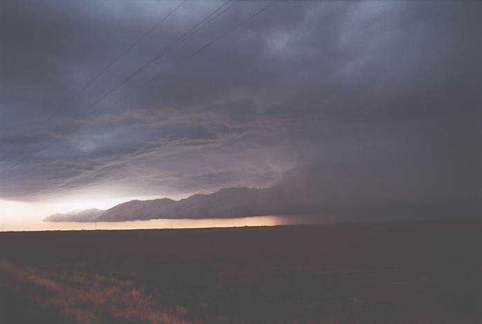 cumulonimbus thunderstorm_base : near Allmon, E of Petersburg, Texas, USA   4 June 2002