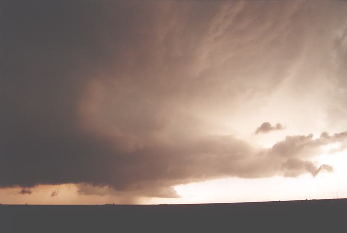cumulonimbus thunderstorm_base : SE of Spearman, Texas, USA   23 May 2002